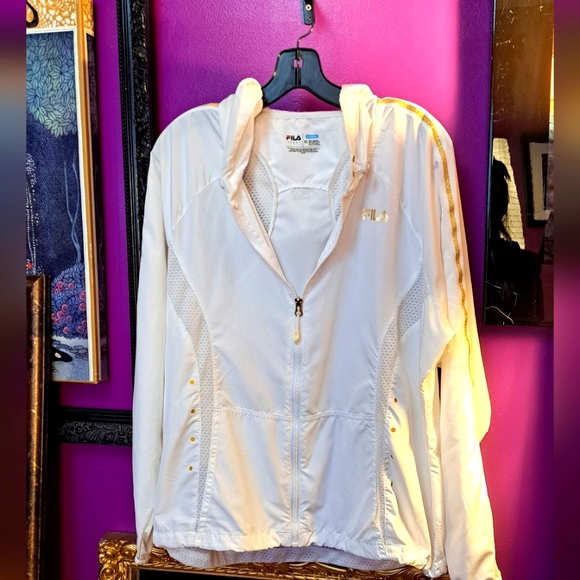 Fila White Nylon Zip-Up Jacket. XL. - Picture 9 of 9
